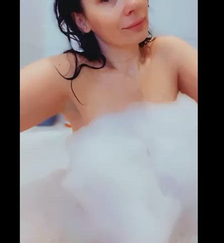Bath Bathroom Bathtub large tits Busty large boobs MILF Nipples Porn GIF