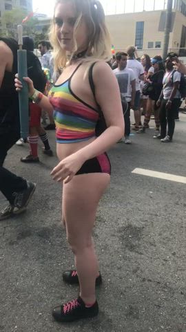 behind Babe ass Dancing Festival Party Pigtails Public Twerking Porn GIF