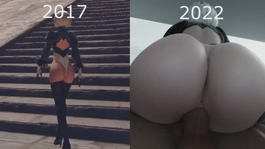 3D Animation butt BBC Hentai Interracial Rule34 SFM Split Screen Porn White whore gf chick Porn GIF