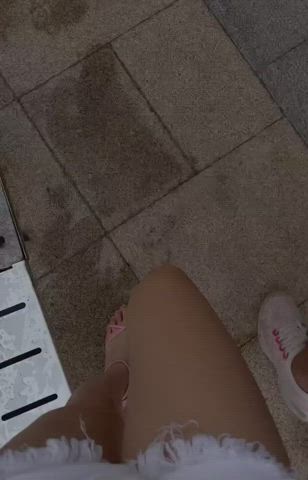 oriental chinese Feet Foot Legs No Face Public Shoes Tanned Porn GIF