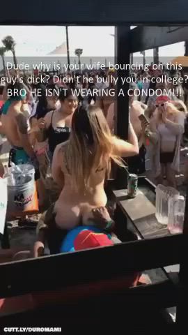 Caption Cheating College Cuckold Humiliation Interracial Party Public Reverse Cowgirl Porn GIF