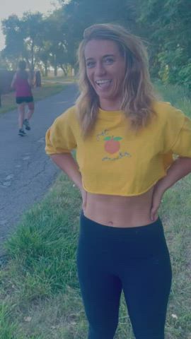 melons Exhibitionist Flashing Small boobies breasts Porn GIF