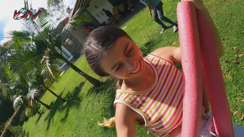 enormous schlong oral sex sperm In Mouth Deepthroat Flashing Nipple Piercing Outdoor Public teenie Porn GIF