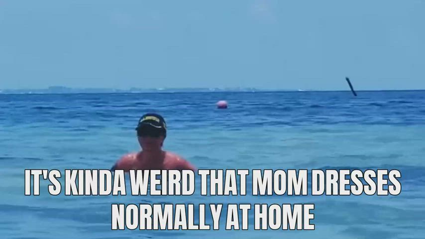 Beach Caption MILF Mom Son Taboo titties unclothed Porn GIF