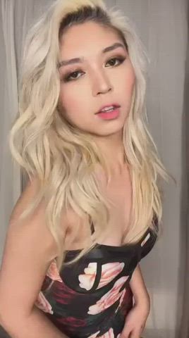 asian blonde oriental Clothed Dancing Dress Seduction Small breasts TikTok Porn GIF