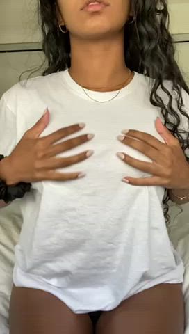 Babe sexy Long Hair thin Small boobies Tease breasts Titty Drop Porn GIF