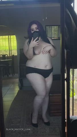 Areolas BBW enormous boobies tits Curvy Goth Pale Panties unclothed Porn GIF