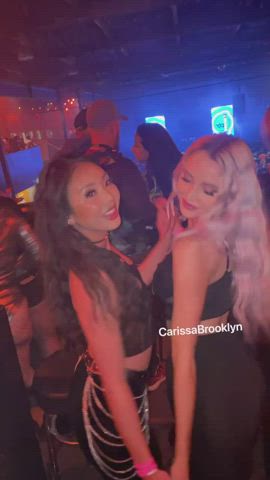 Club ladies Kissing Lesbians Nightclub Party Public Spring Break Porn GIF
