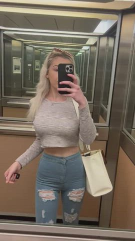 19 Years mature Amateur giant titties blondie boobies Flashing teen Titty Drop Porn GIF