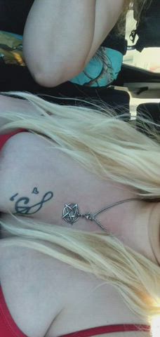 Amateur BBW Car Chubby Exhibitionism Exhibitionist Exposed giant breasts Outdoor boobies Porn GIF