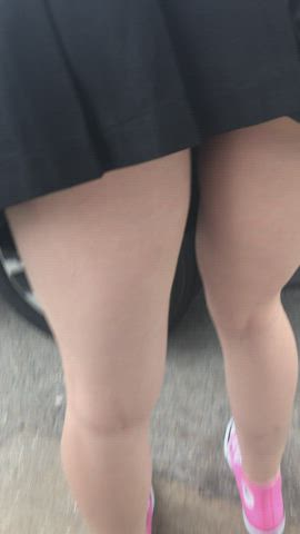 large butt behind Plug Car Exhibitionism Exhibitionist Flashing Outdoor Public young Upskirt Porn GIF